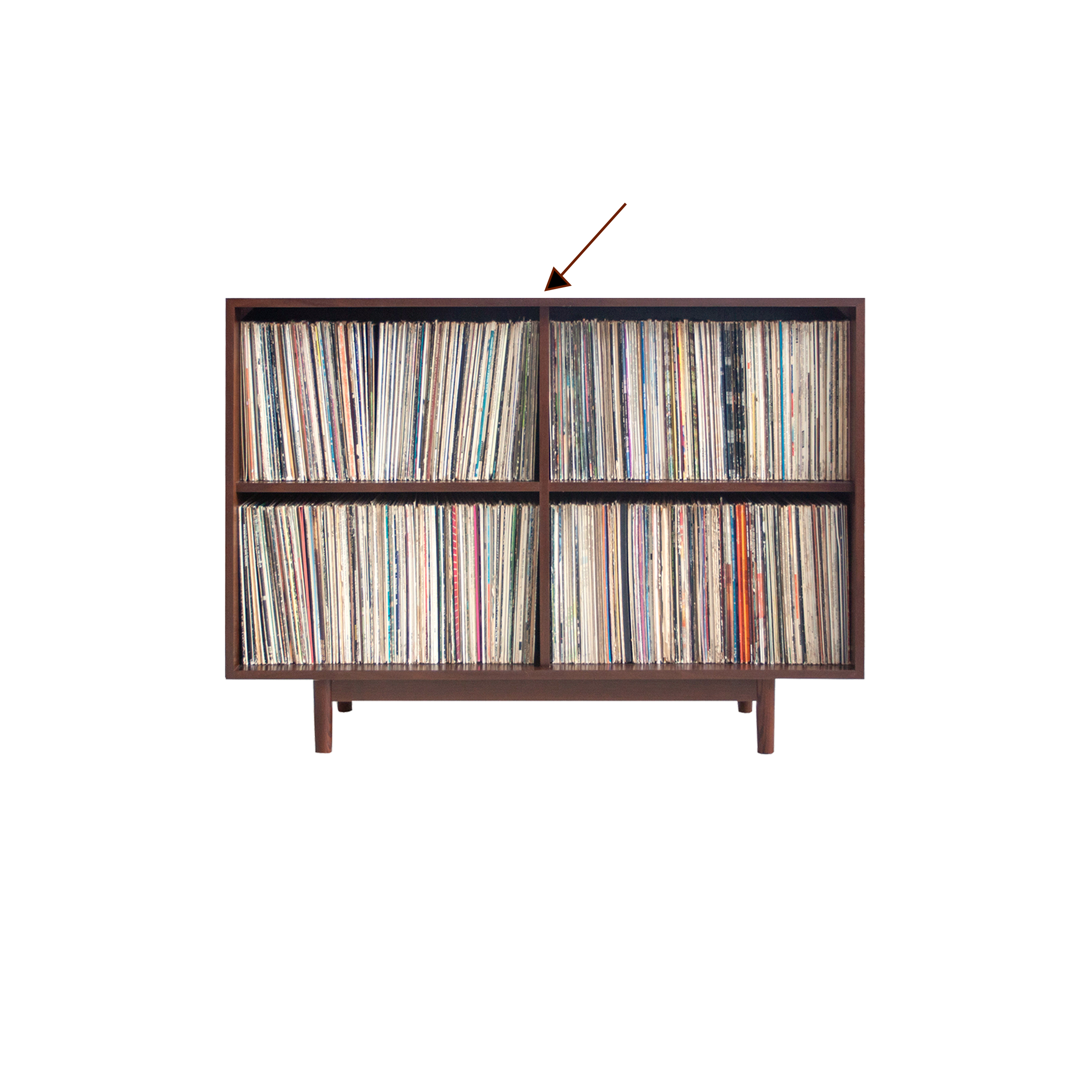 B-STOCK 48.25" 2 x 2 Record Storage Cabinet in Medium Walnut