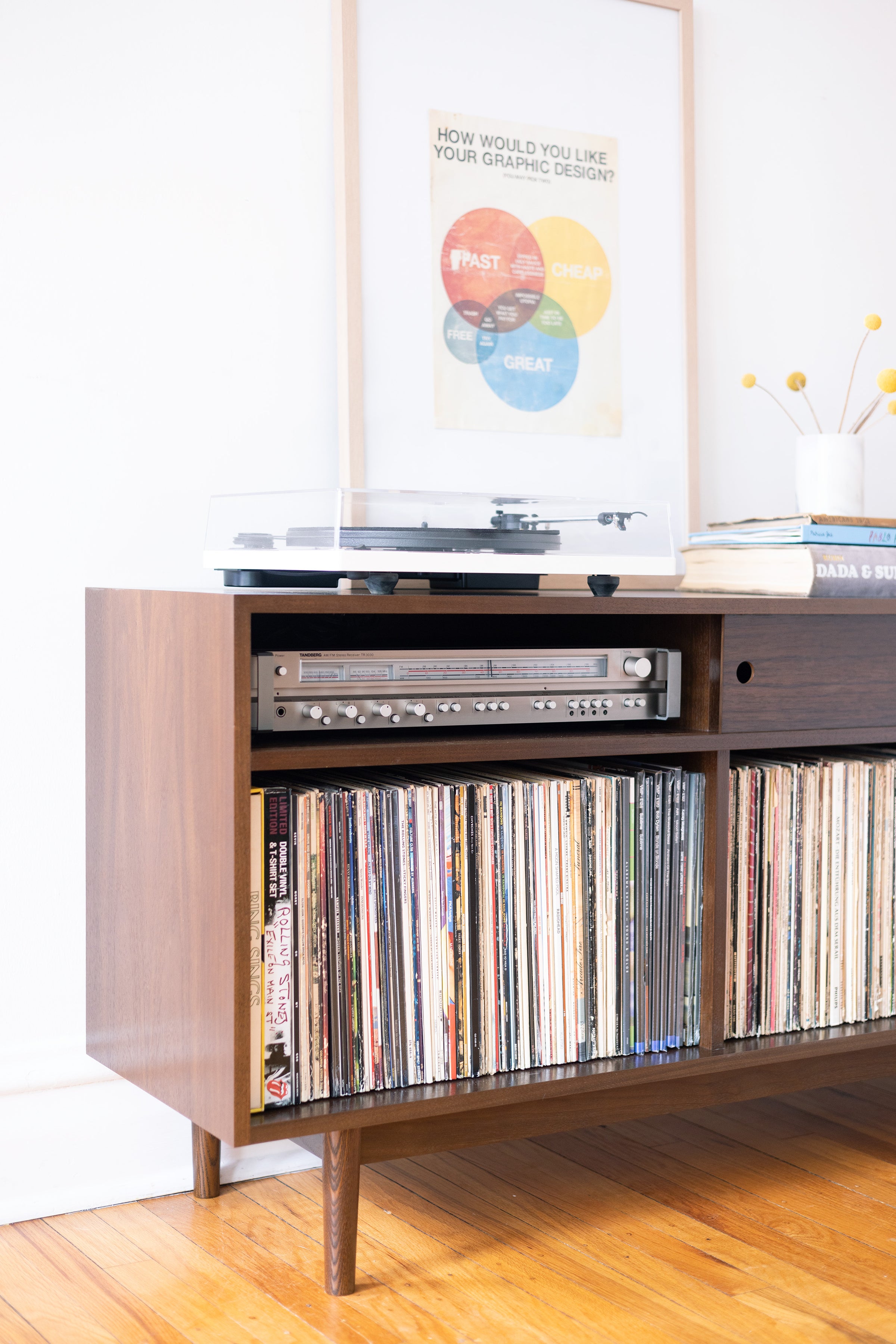 1 x 3 Component Record Storage Cabinet - Sleek Audio Gear Storage ...